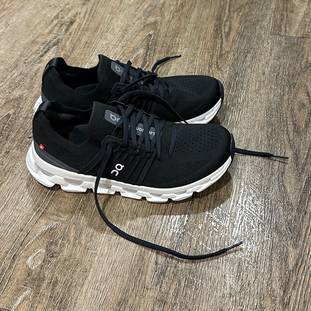 On Cloud Running Black Sneakers with White Soles